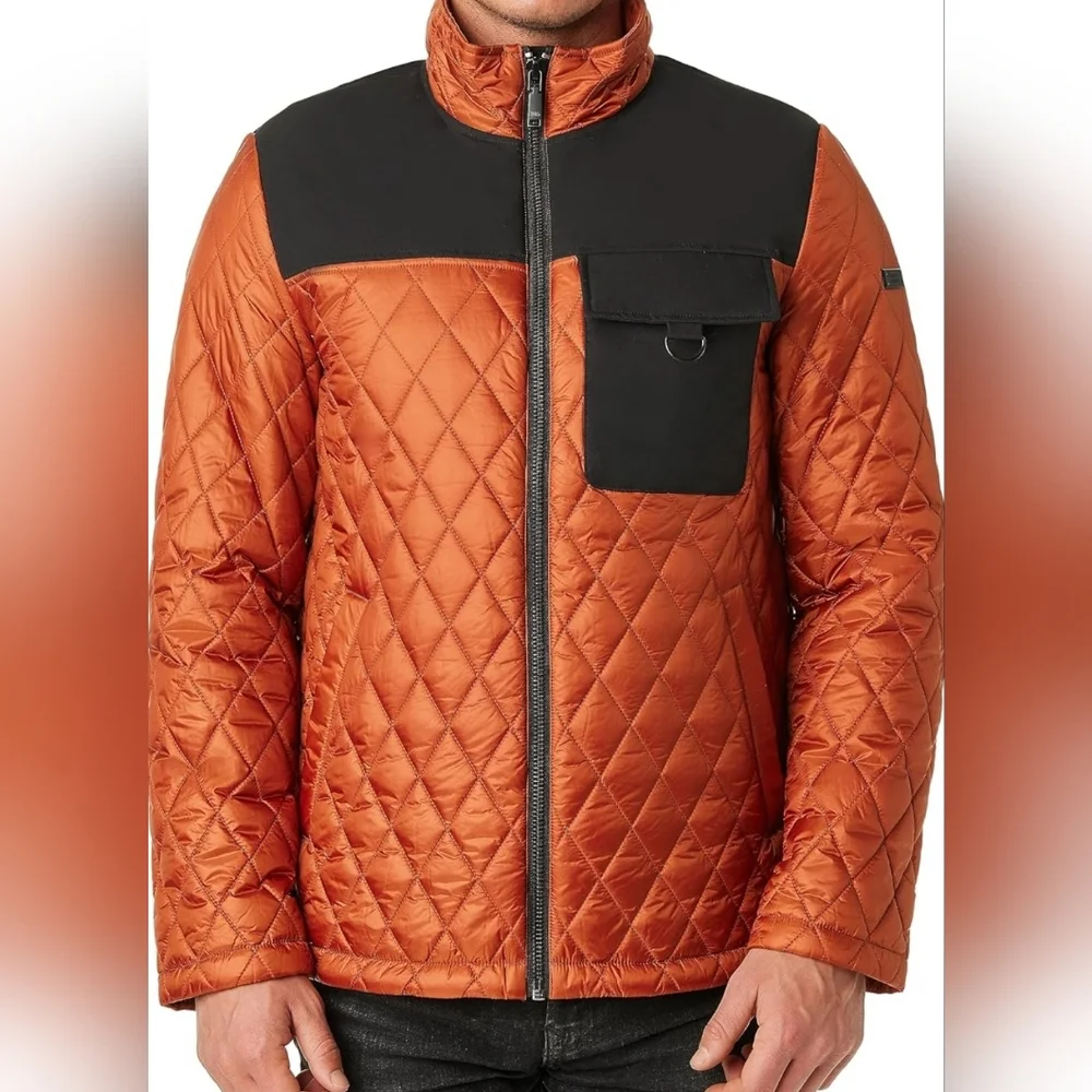 Men's Vince Camuto Quilted Orange and Black Jacket XL